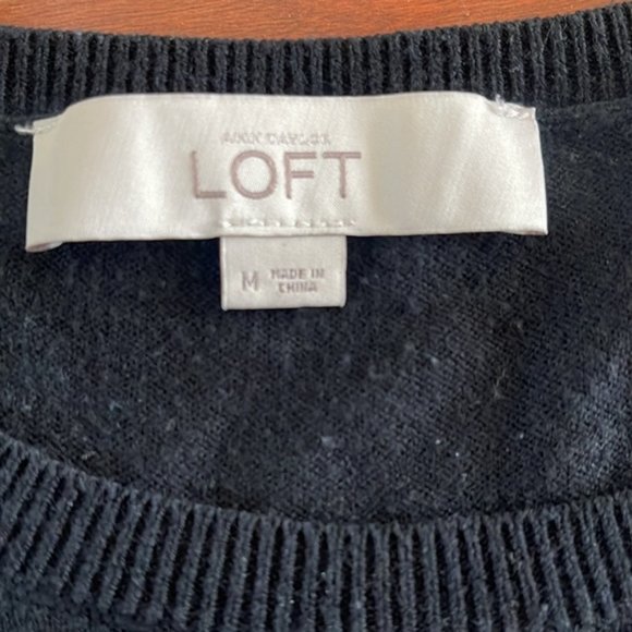 Loft Black Light Long Sleeve Sweater Sheer Star Cheetah Print Back Blouse - Picture 2 of 11